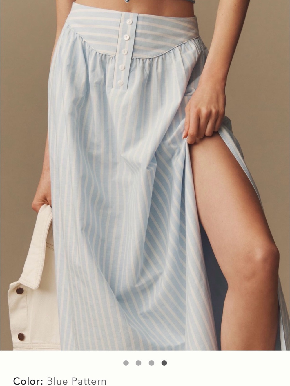 Mare Mare Anthropologie Blue Striped Maxi Skirt with Buttoned Waist
